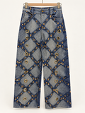 Studded Denim-Effect Pants