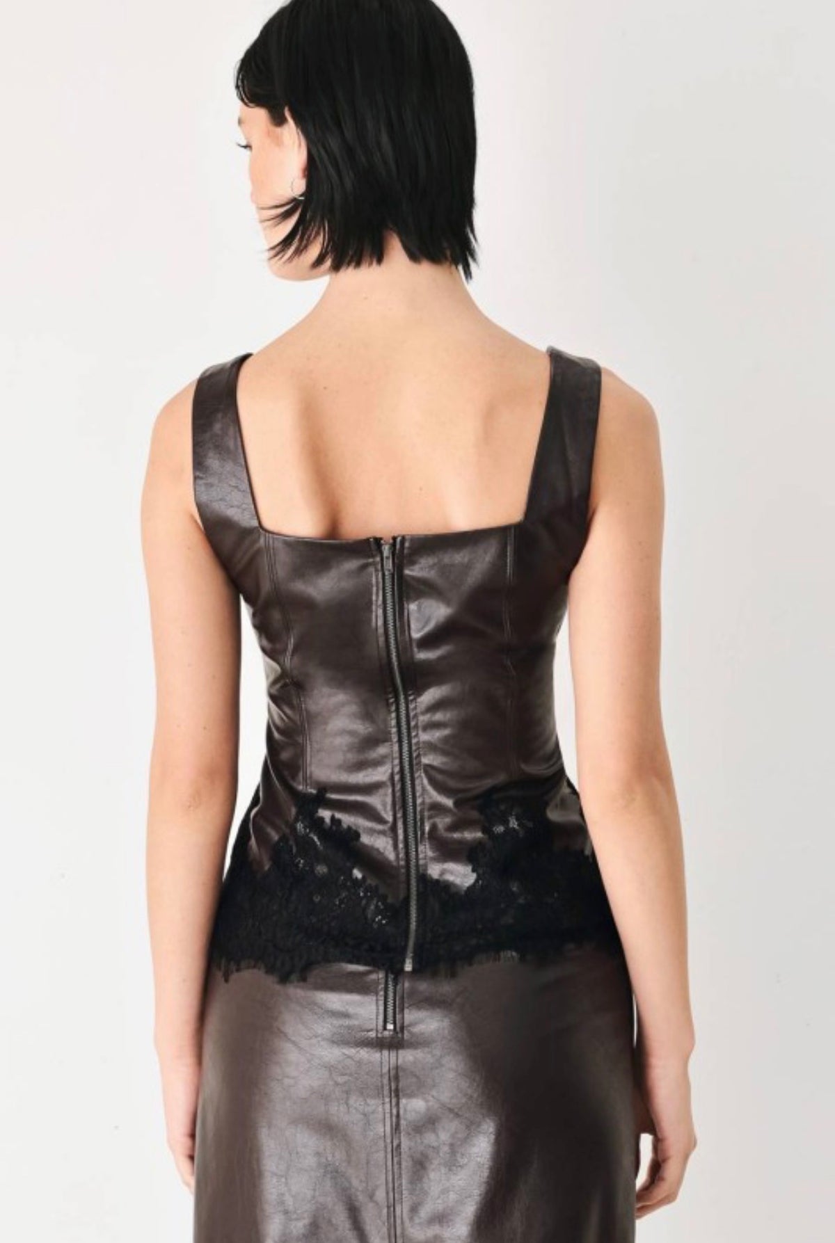 Faux leather and lace set