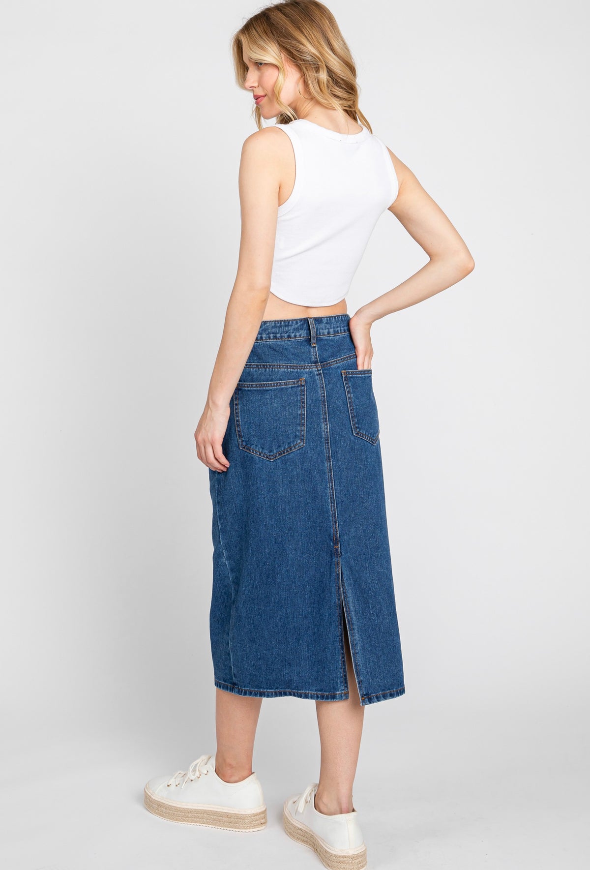 Denim midi skirt