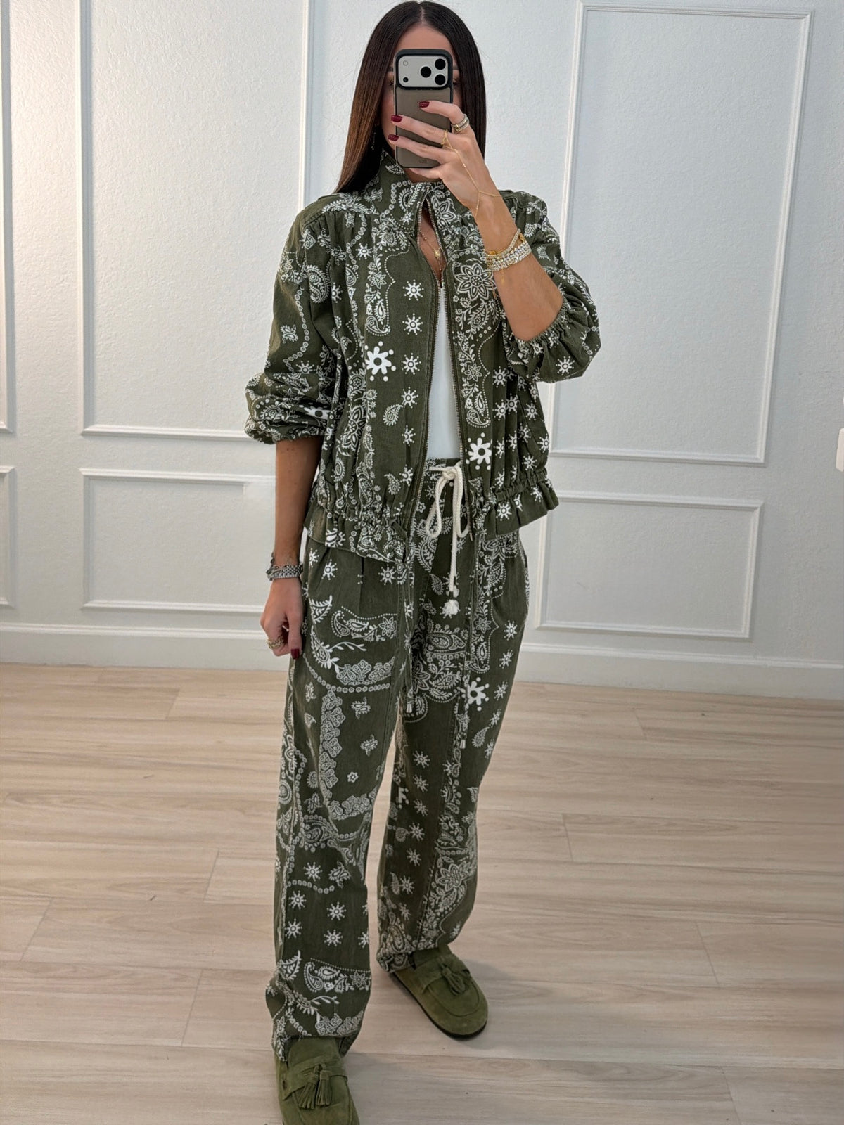 Olive Green Bandana Print Set