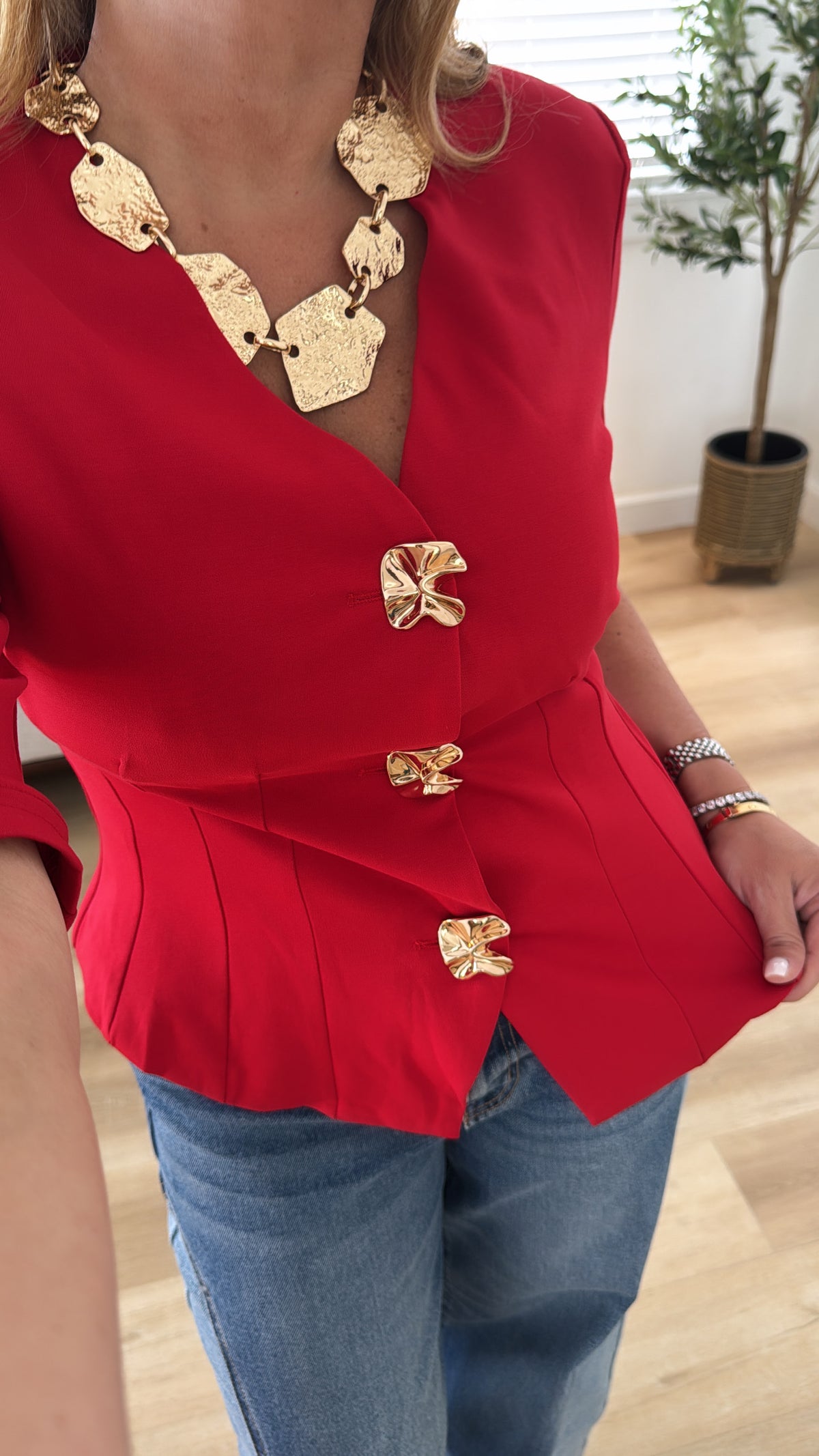 Red blouse