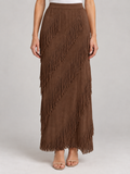 Brown Fringed skirt