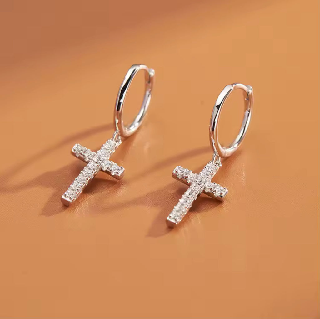 cross earrings/925 silver