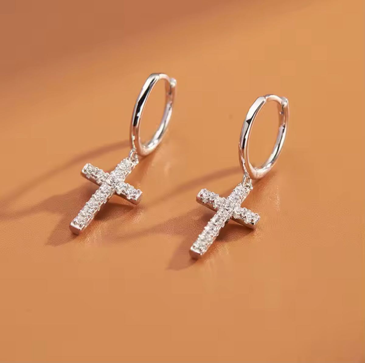 cross earrings/925 silver