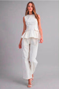 Sleeveless structured peplum top
