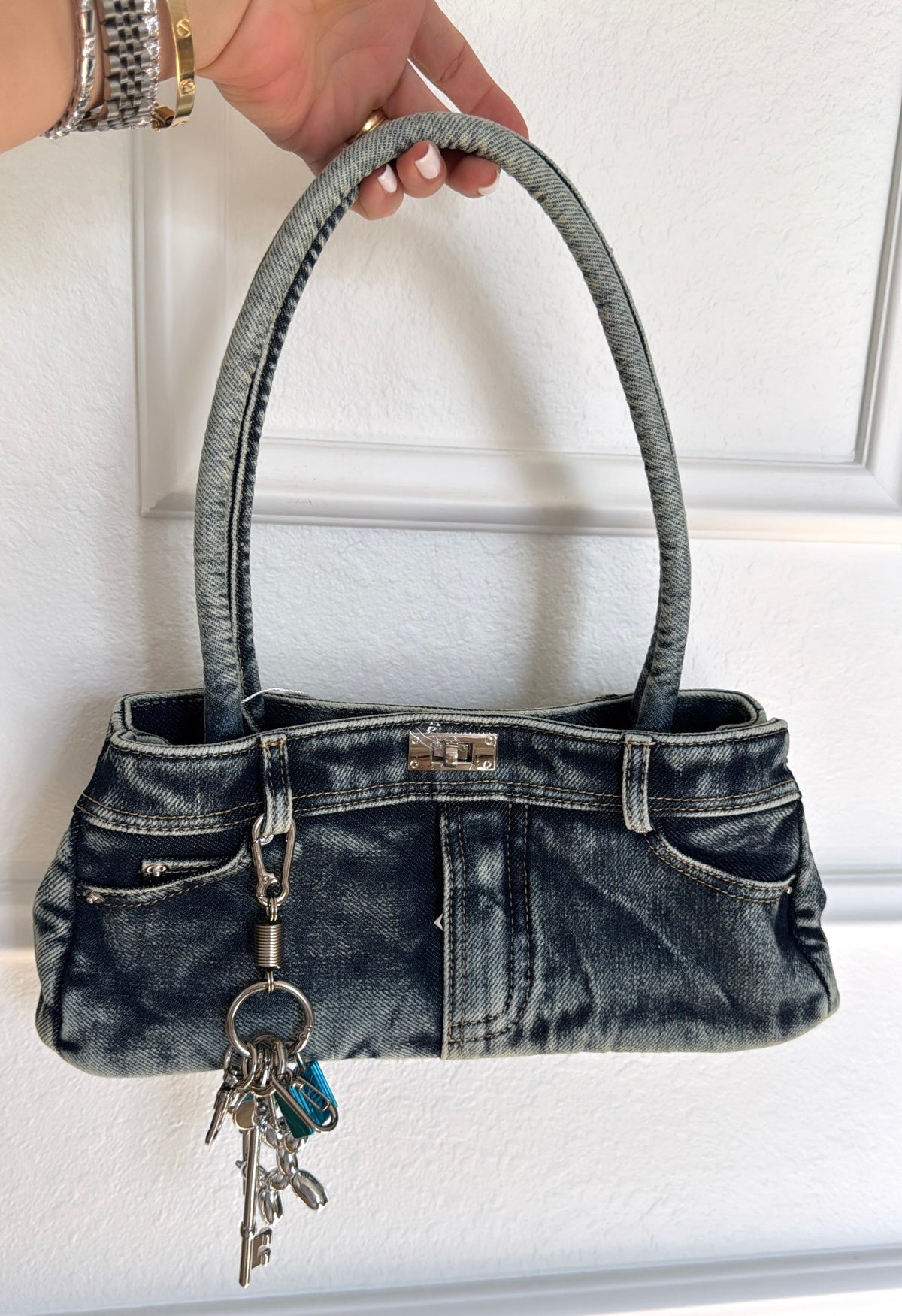 Denim hand bag