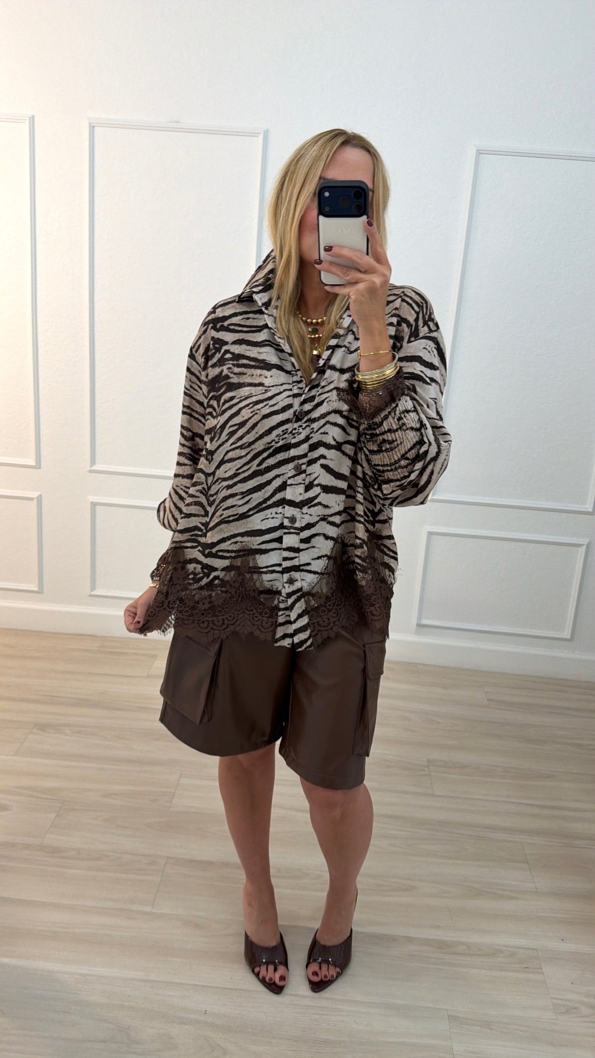 Zebra/lace blouse