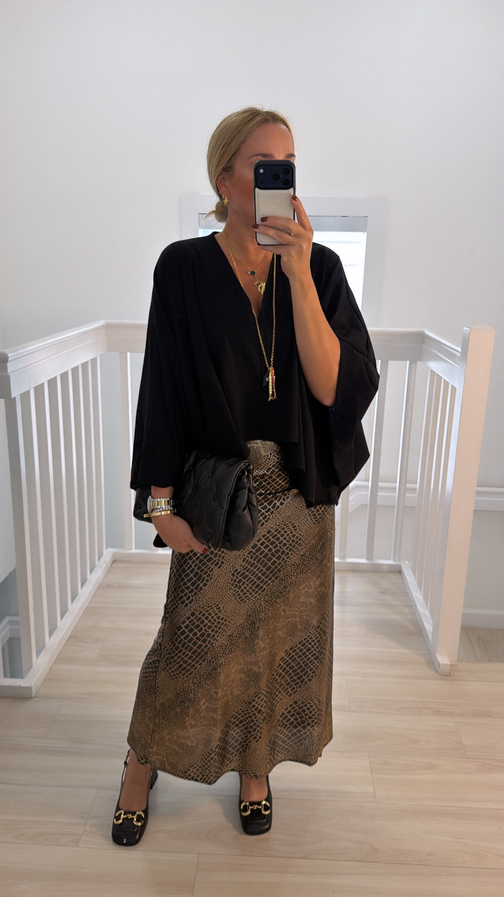 Snake Print Midi Skirt