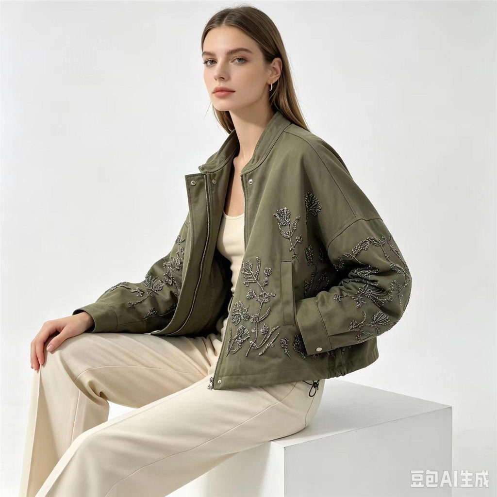 Olive/embroidered jacket