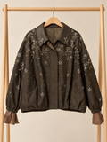 Floral Embellished/olive Denim Jacket