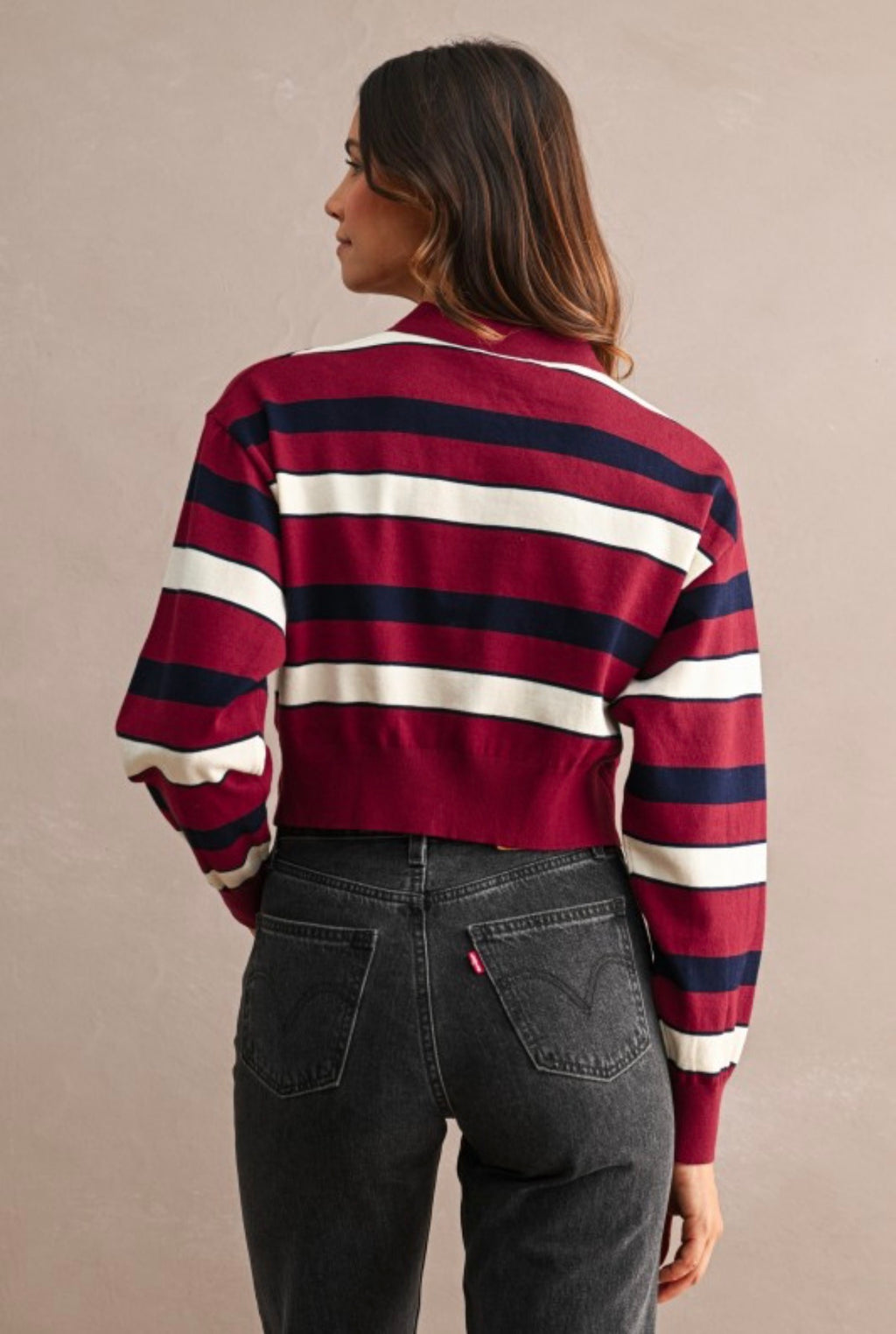 Striped/burgundy top