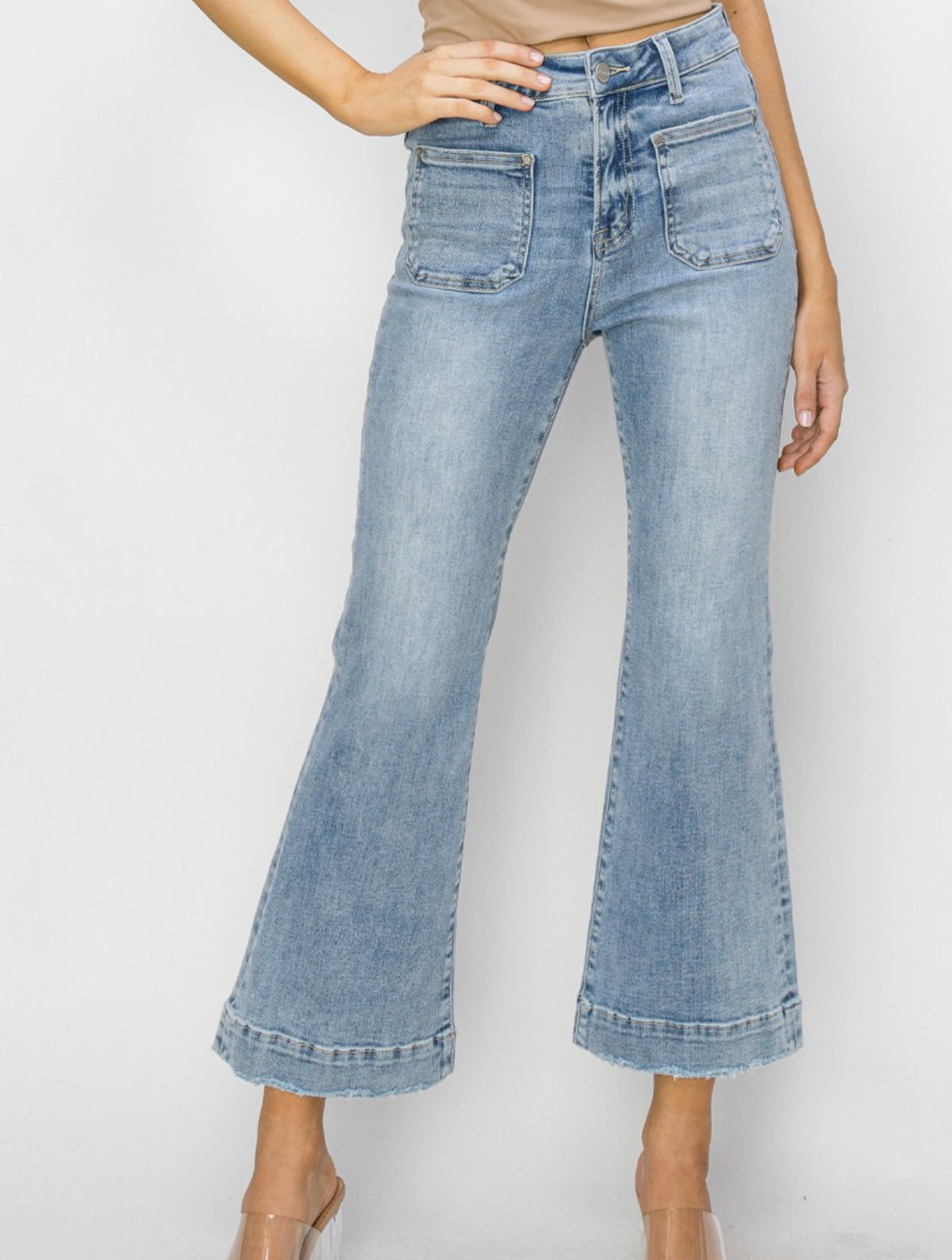high rise flare jeans