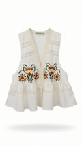 Embroidered flowers top
