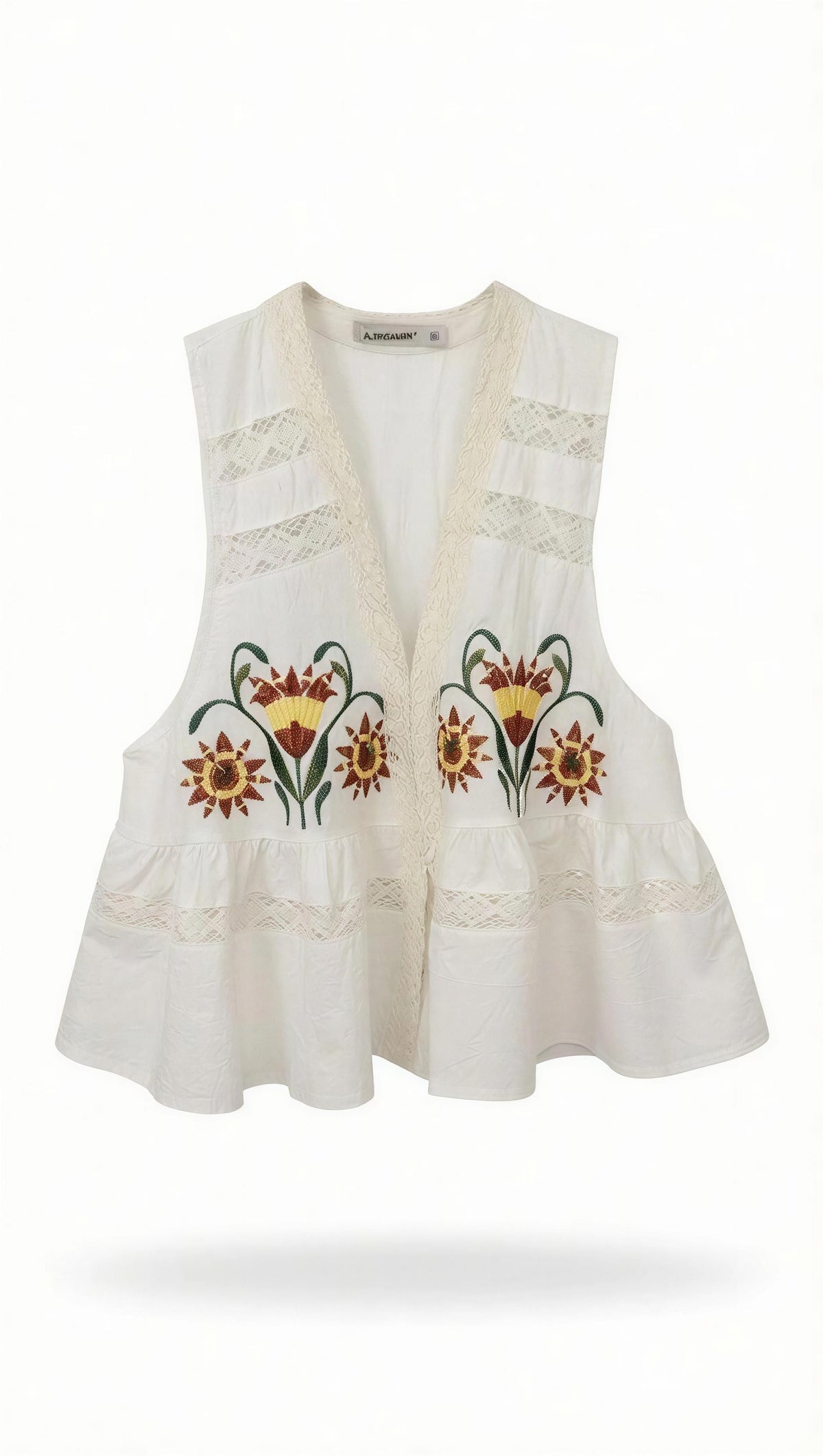 Embroidered flowers top