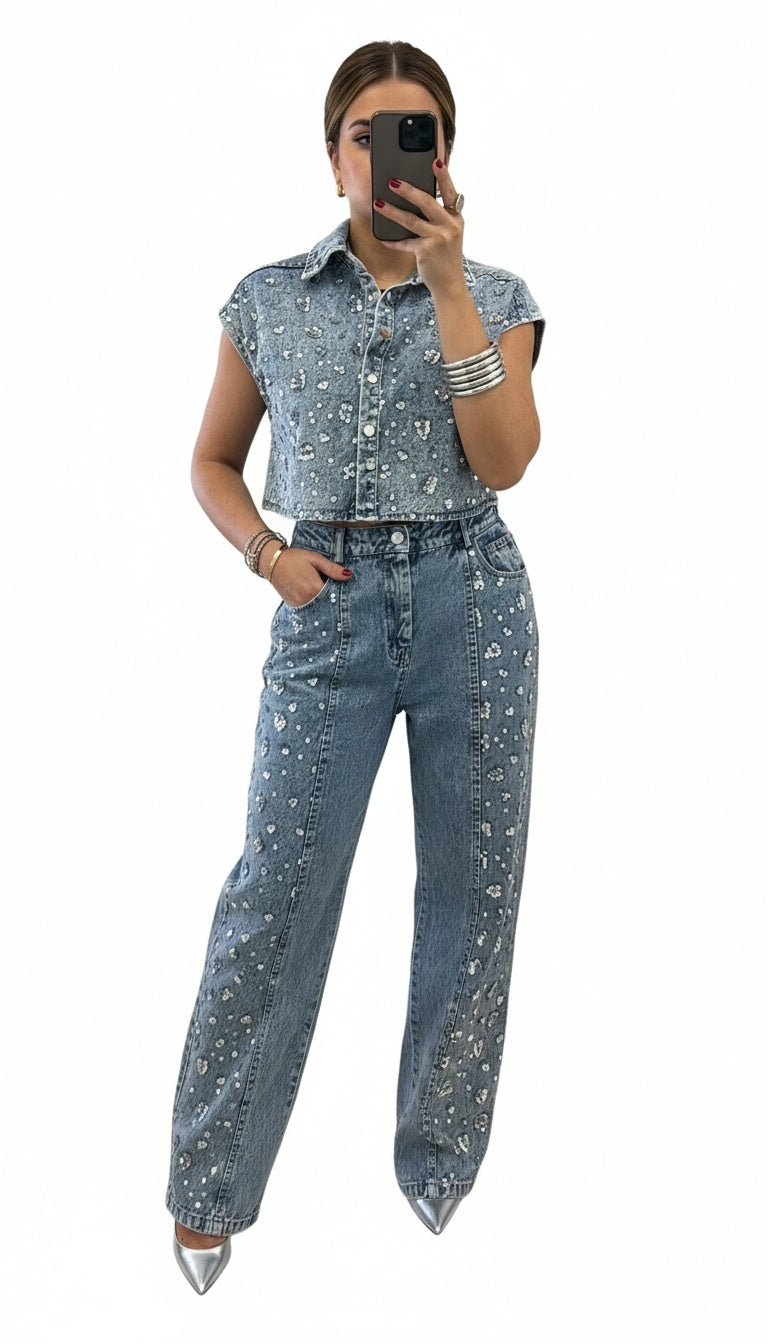 sequins/denim set