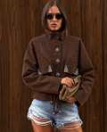 Embellished Suede-Look Jacket