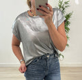 Metallic/silver blouse