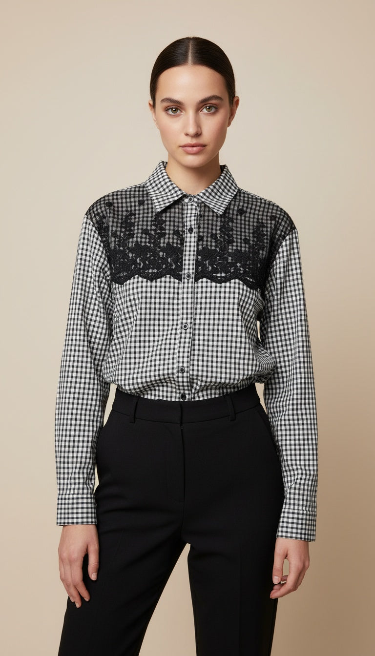 plaid/lace shirt