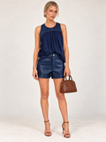 Faux leather/navy set
