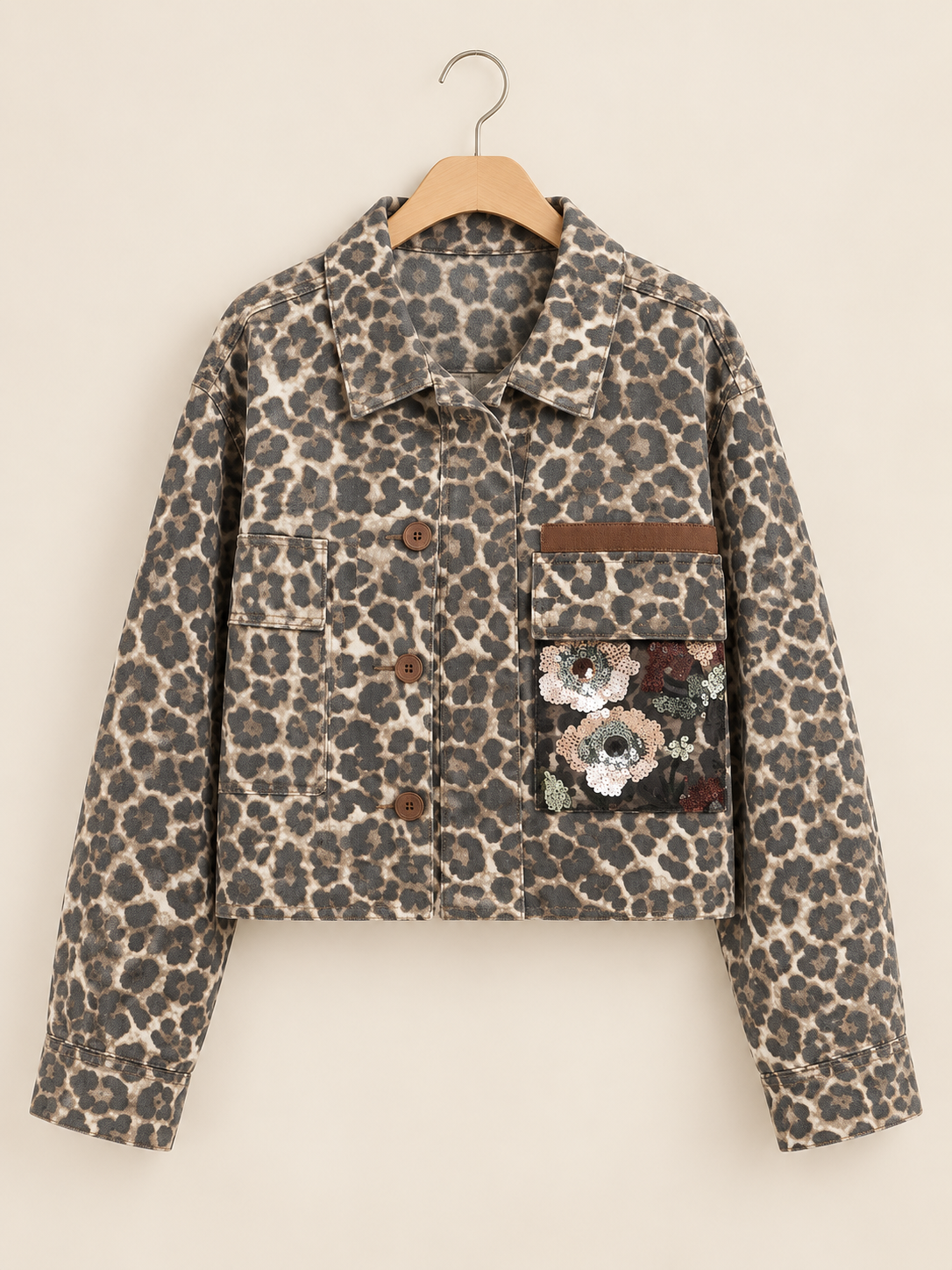 sequined leopard print jacket