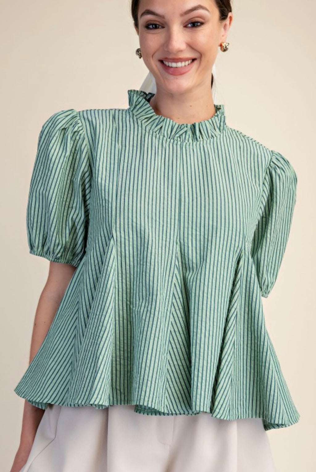 green striped blouse