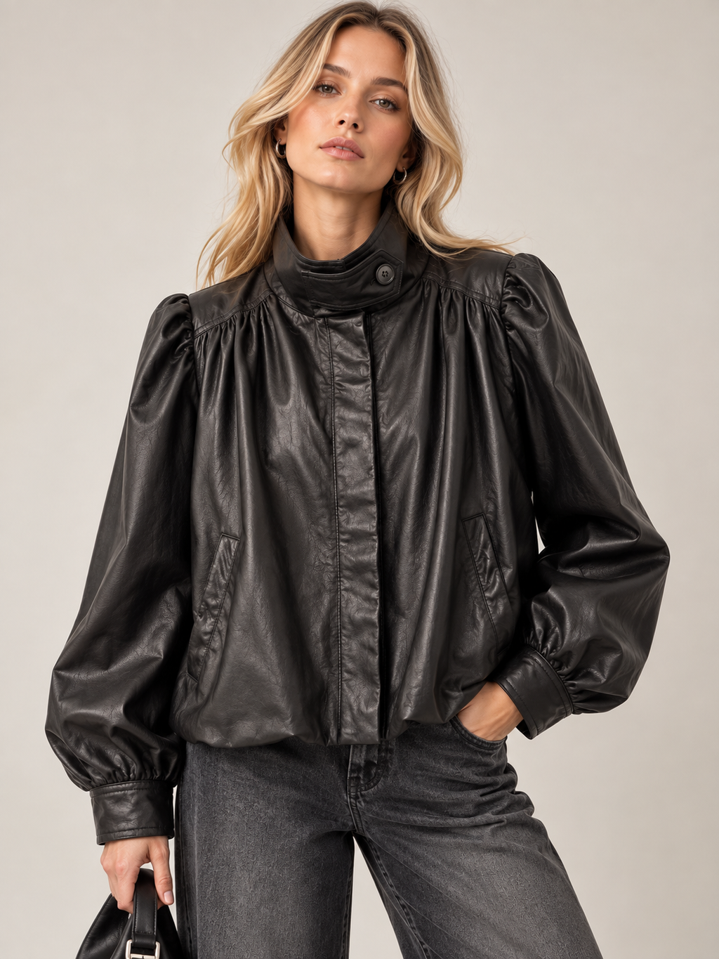 Black faux leather jacket