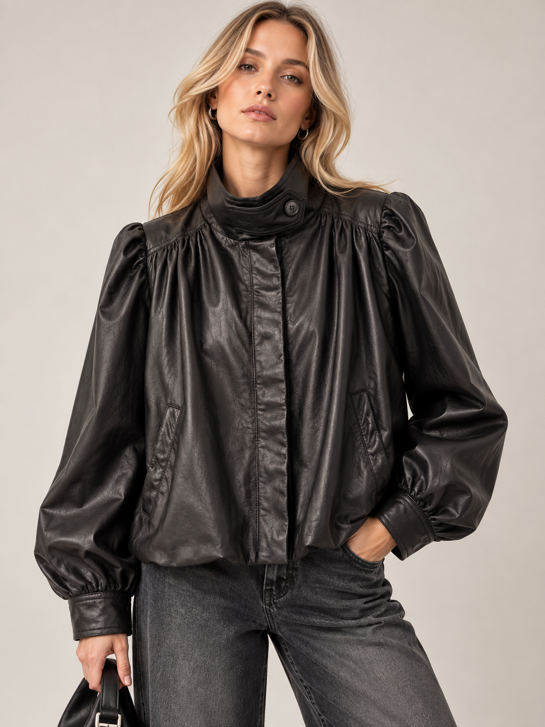 Black faux leather jacket