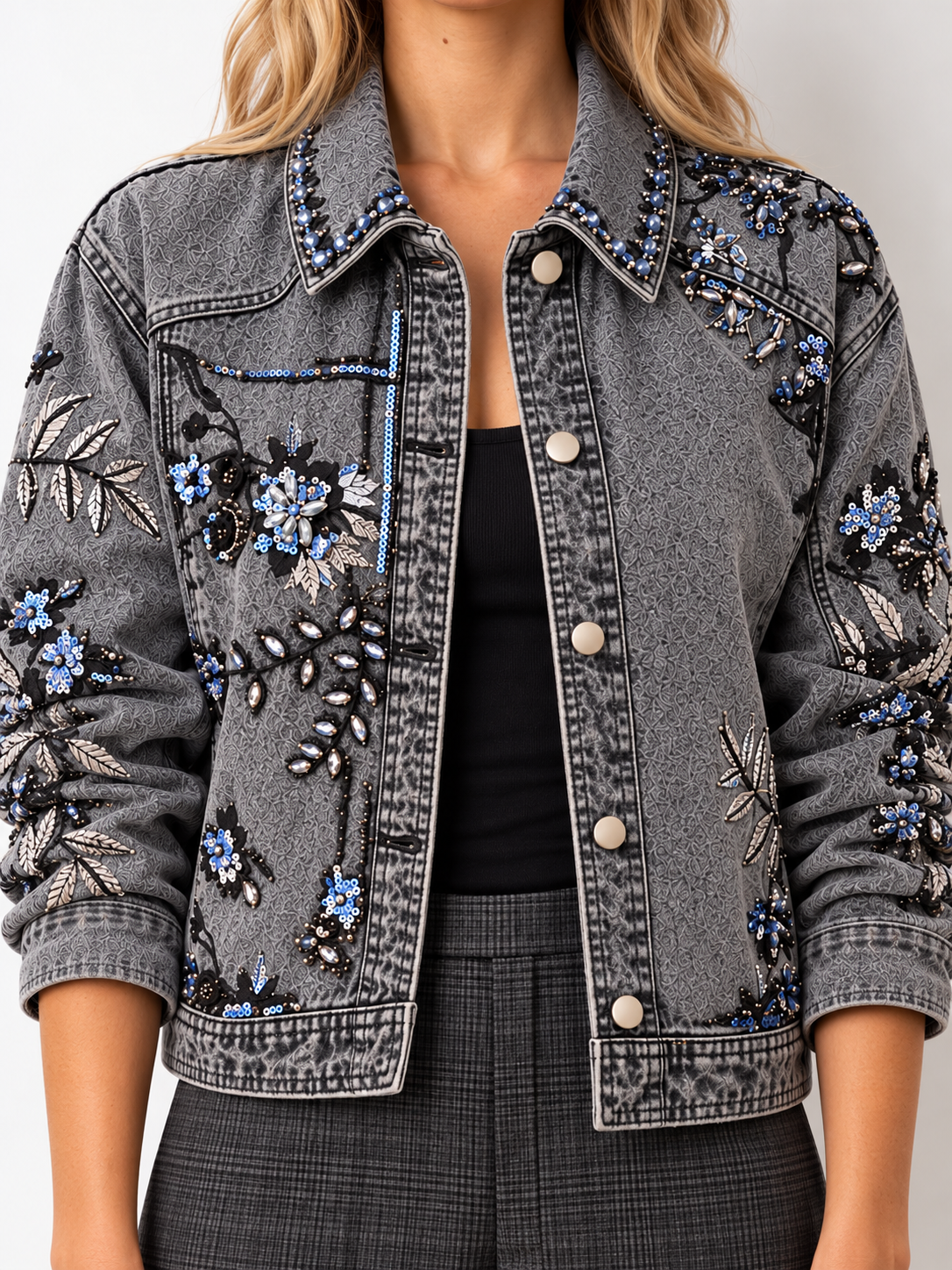 Floral Embellished Denim Jacket