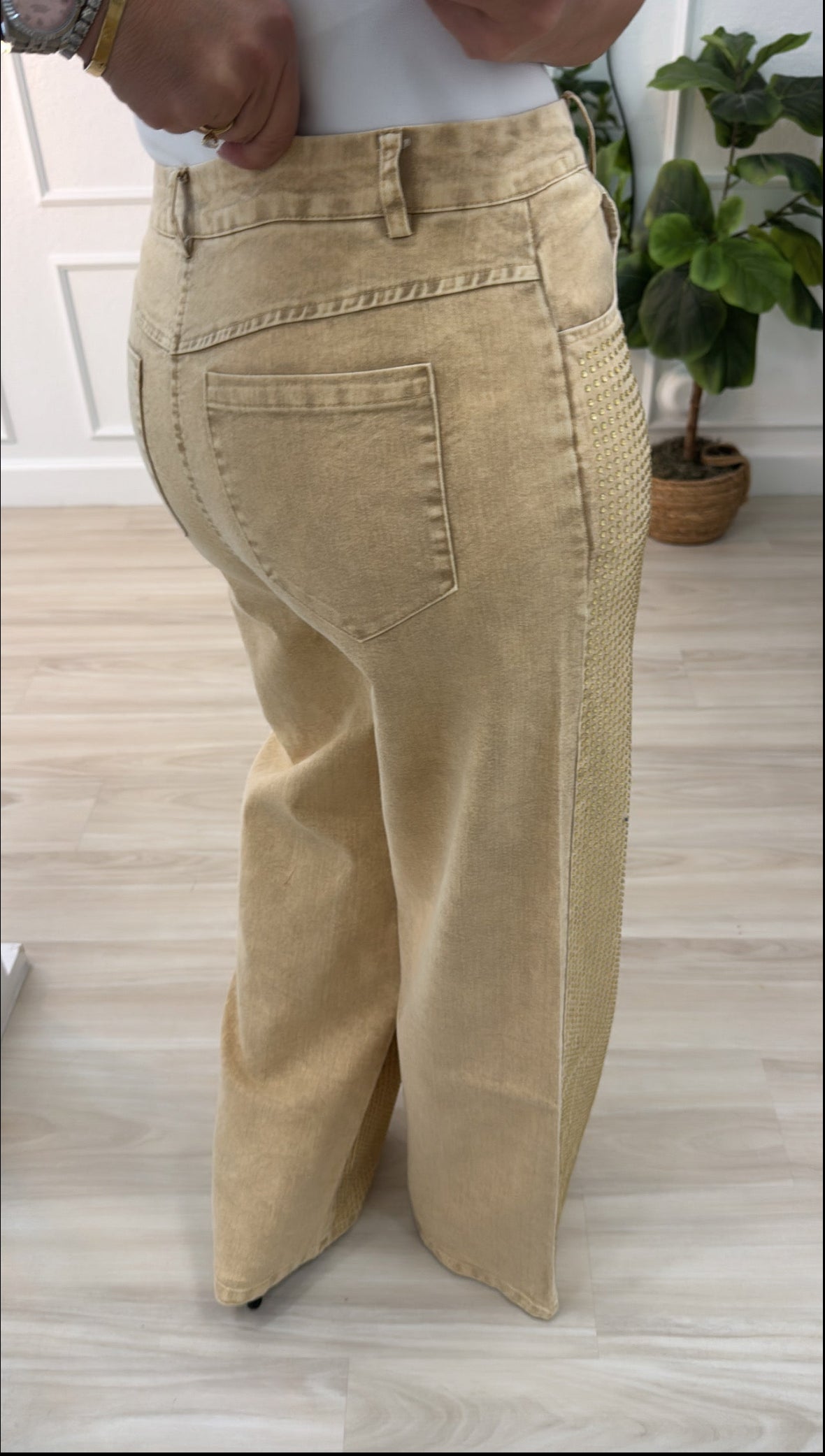 glitter/stretch beige pants