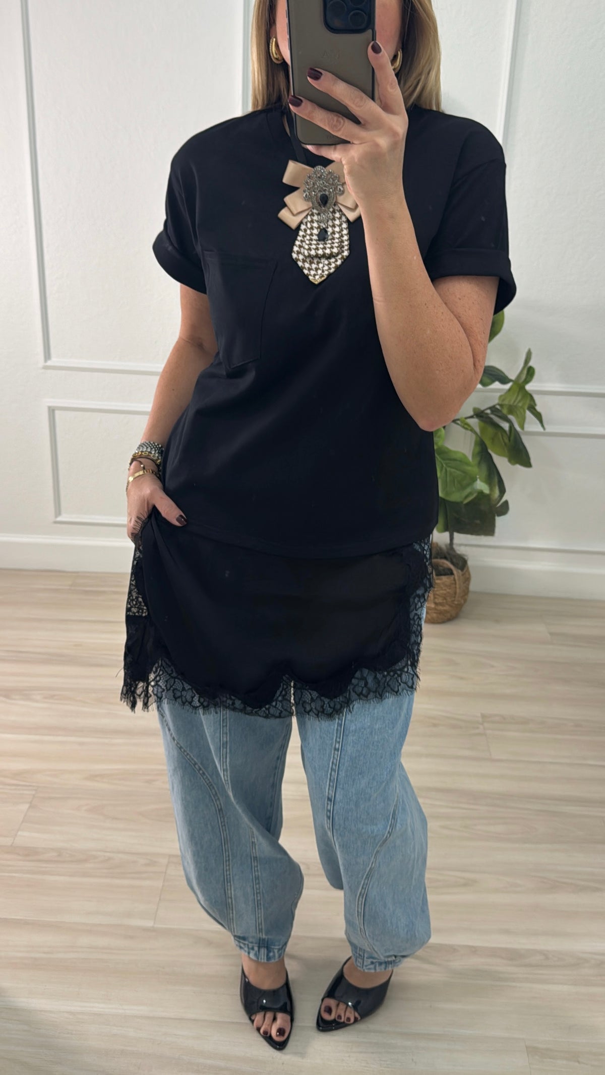 Lace/black t shirt
