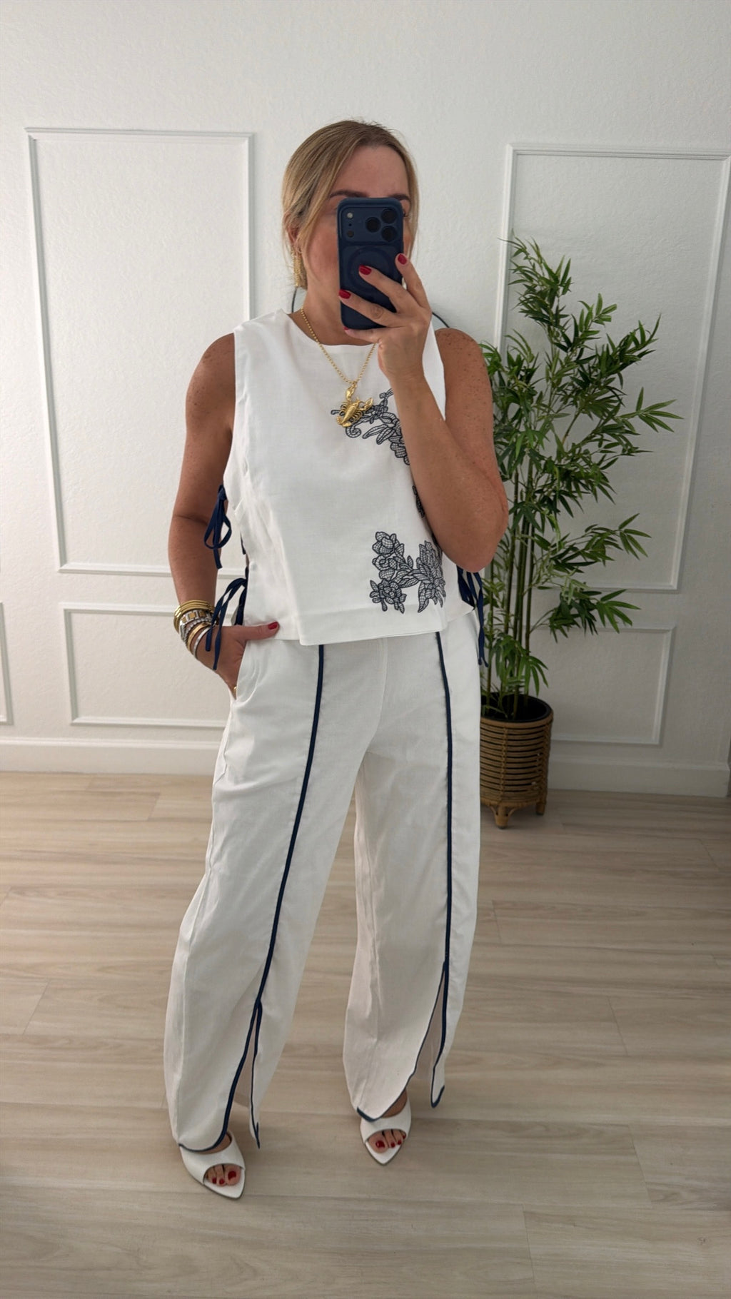 embroidered linen set