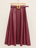 Leather/burgundy skirt