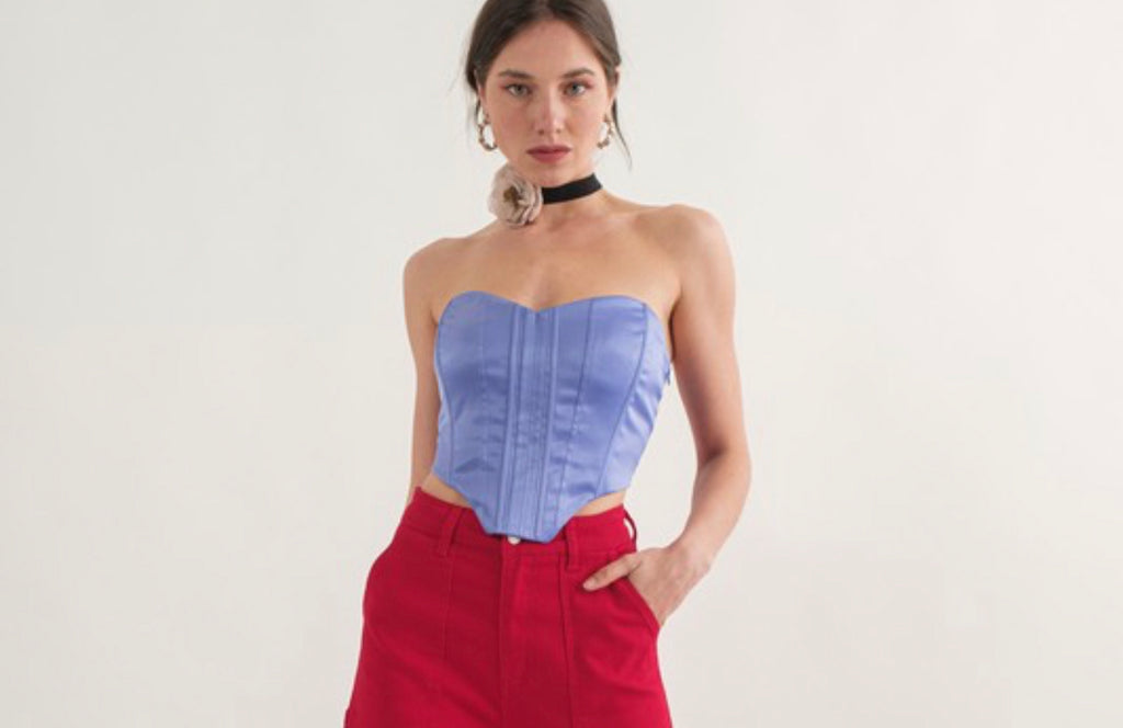 Lavenderblue satin corset