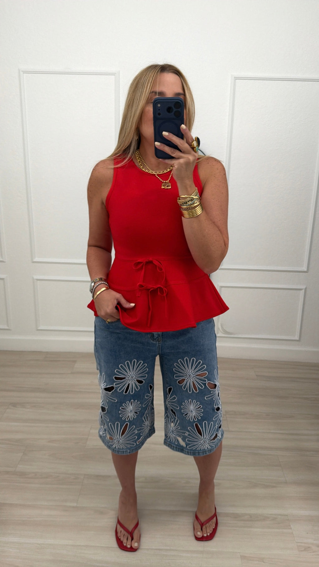 Peplum/red top