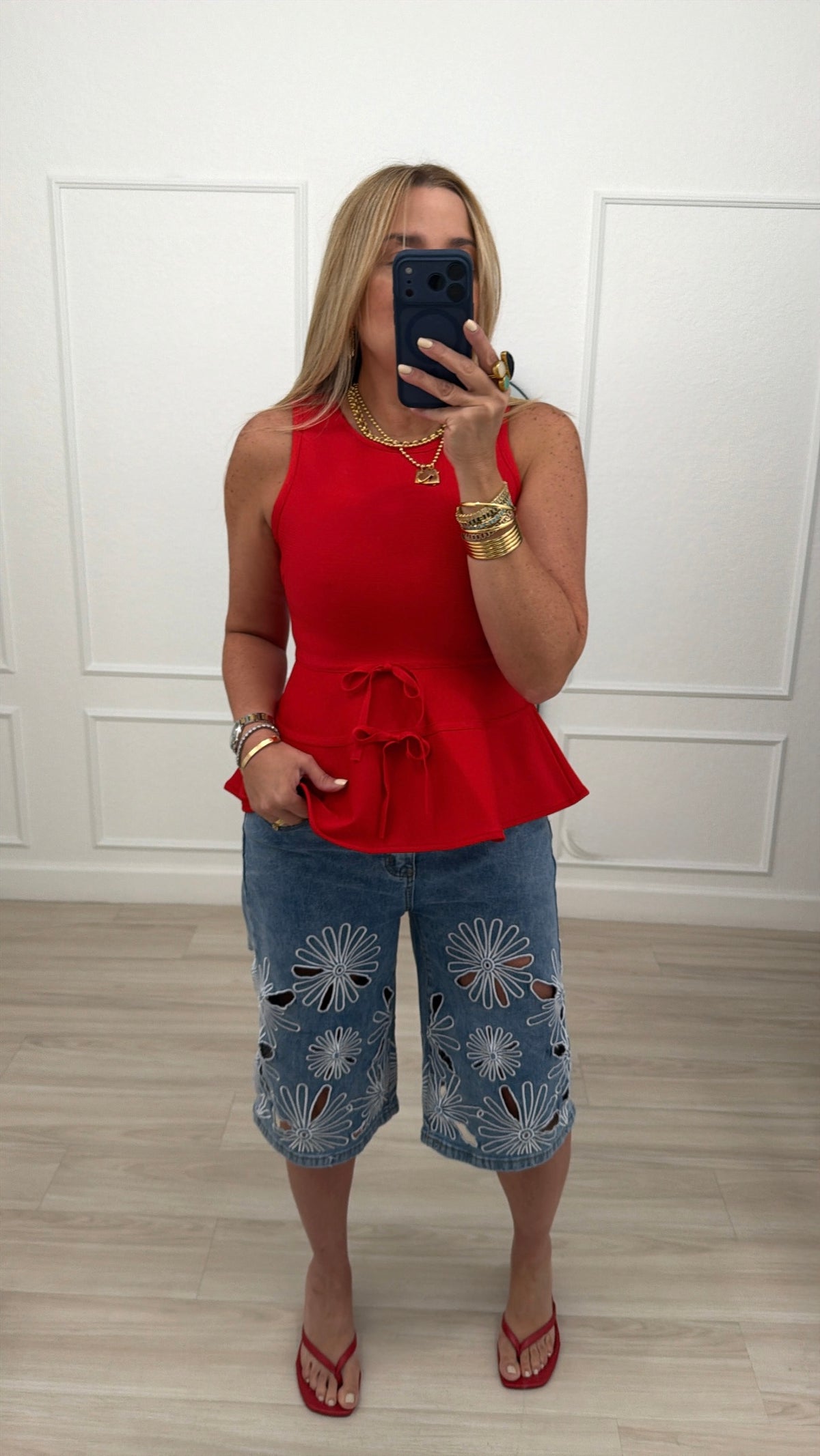 Peplum/red top