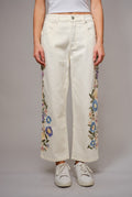 embroidered flower pants