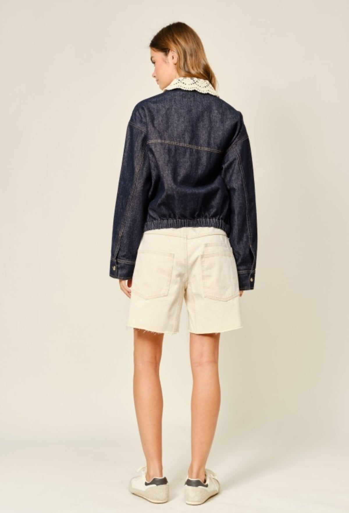 Crochet/denim jacket