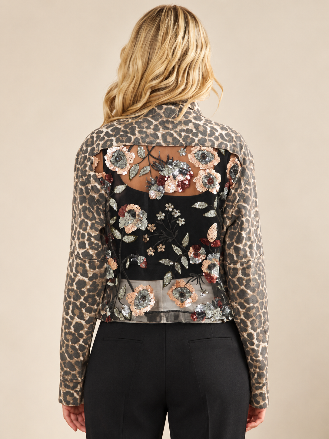sequined leopard print jacket