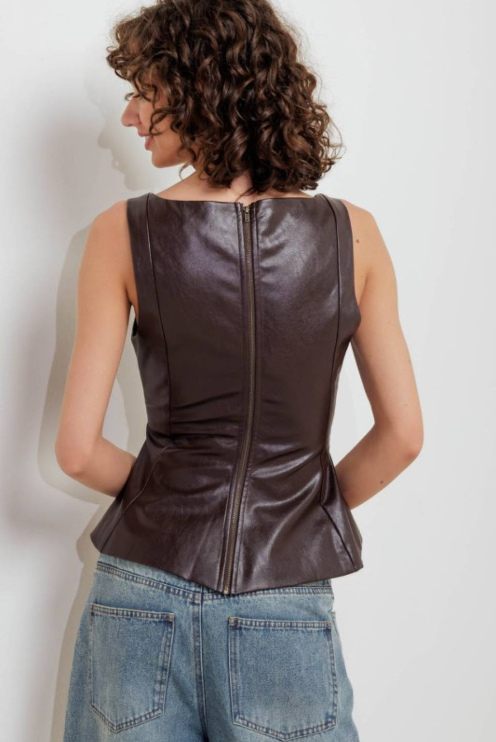 faux leather/brown top