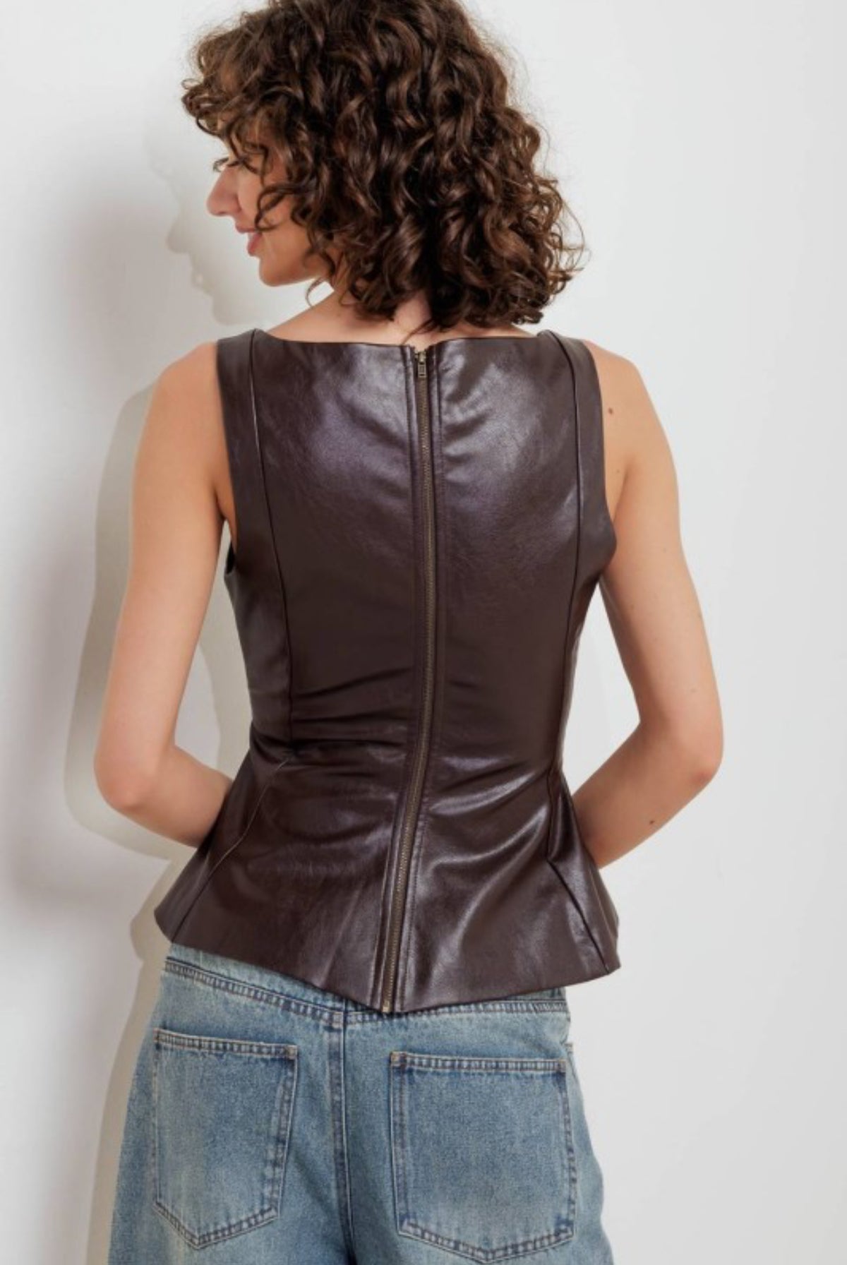 faux leather/brown top