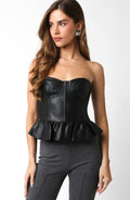 black/leather peplum top