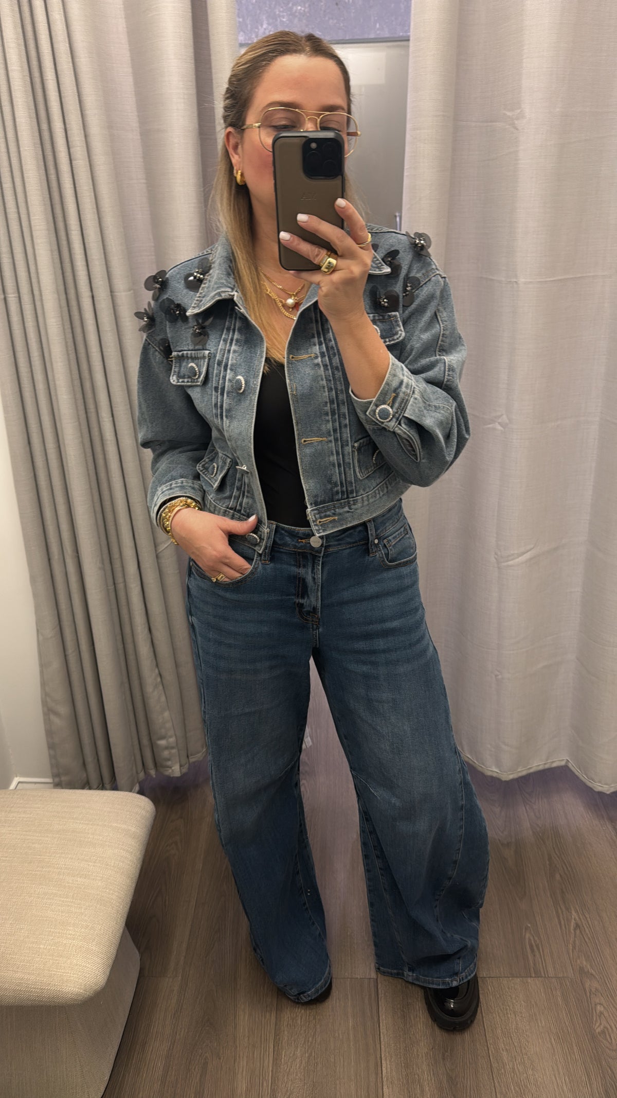 sequins/denim jacket