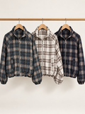 Plaid Zip-Up Bomber Jacket