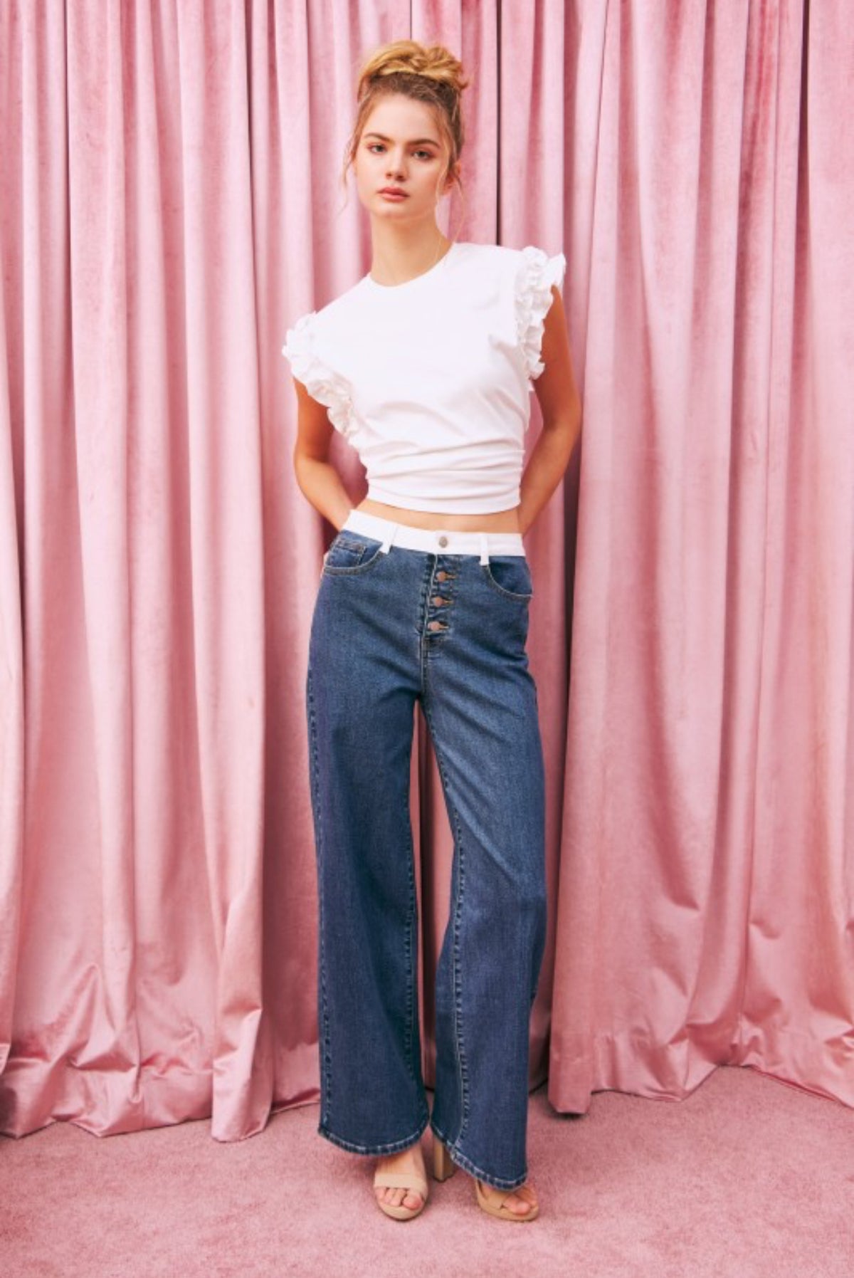 white waistband Stretch jeans