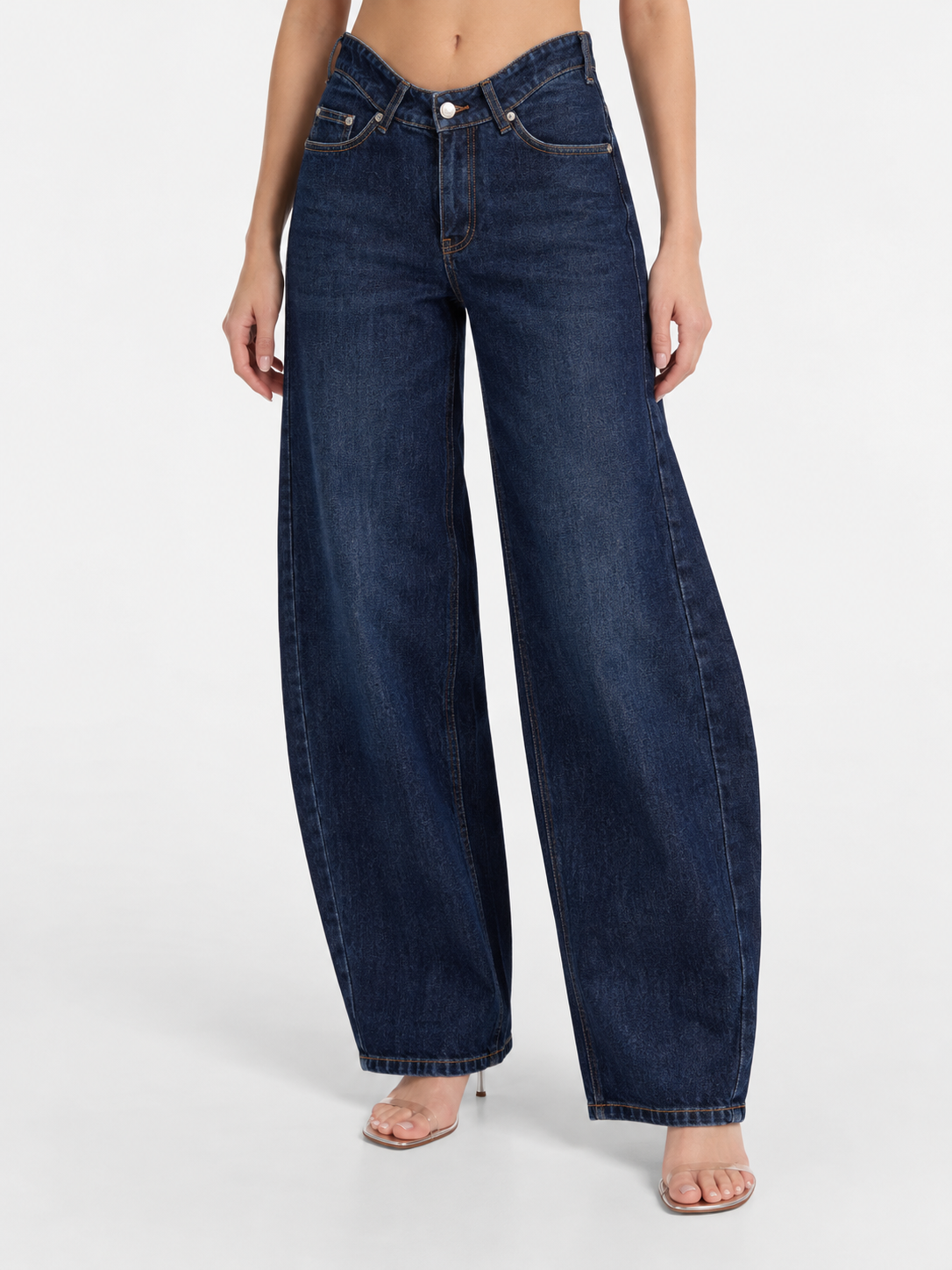 V-Waist Barrel Jeans