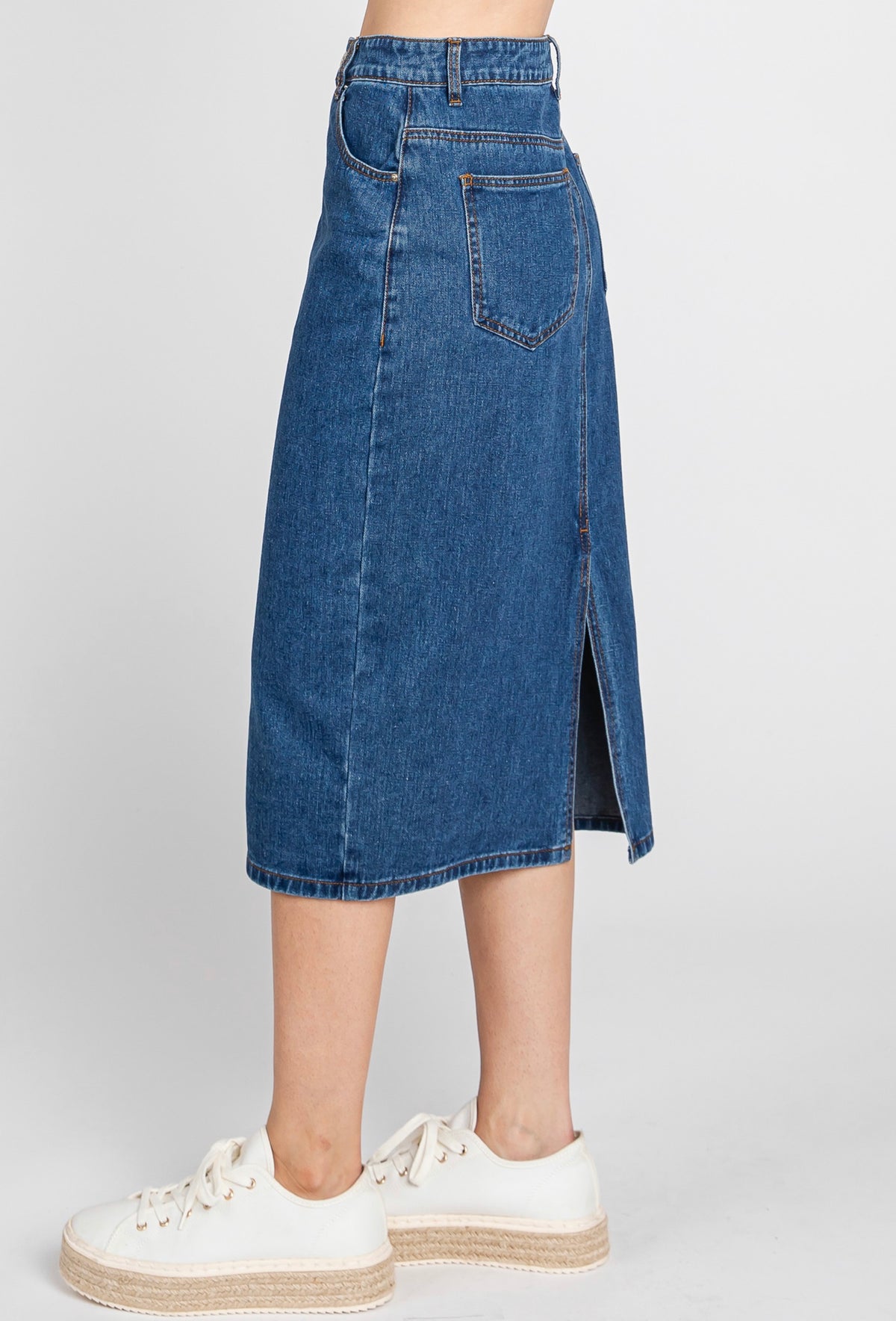 Denim midi skirt