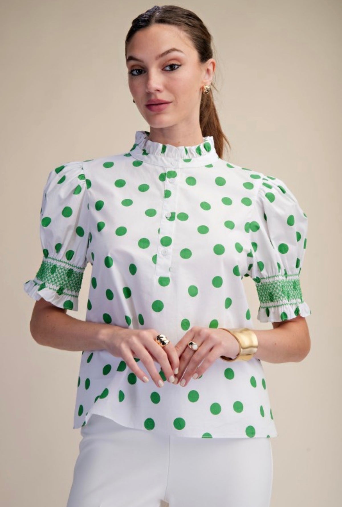 Polka/green top