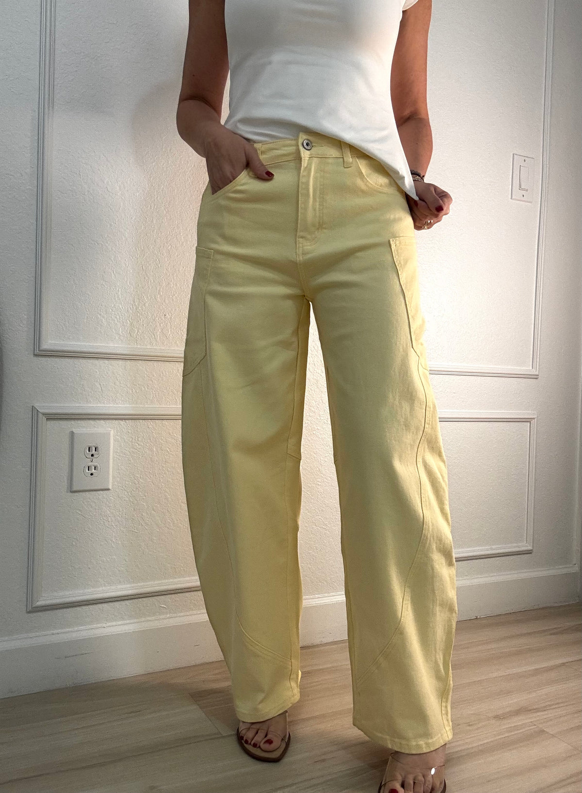 Yellow barrel pants