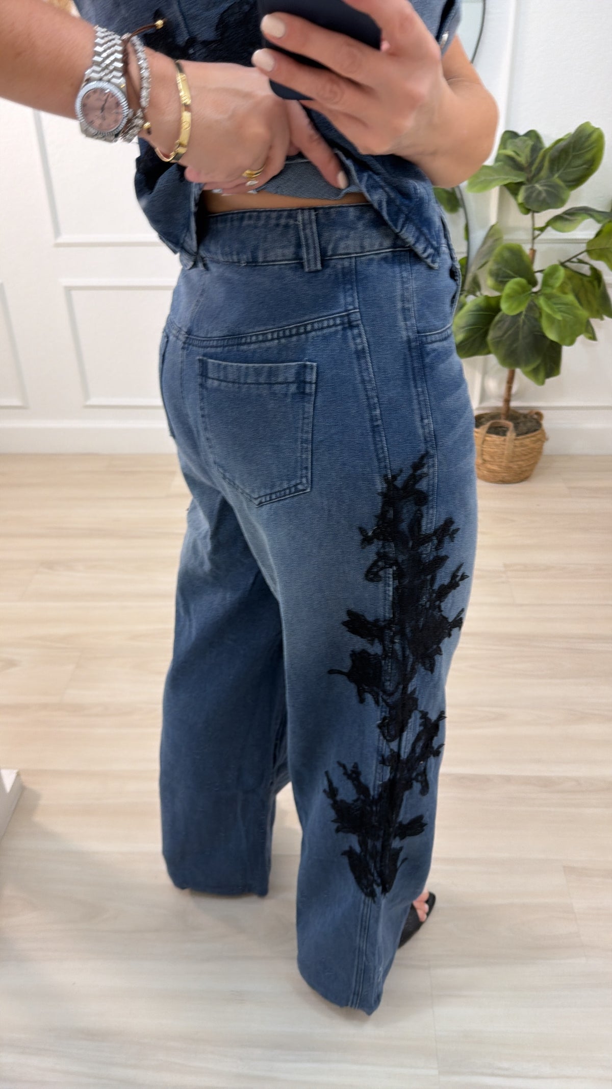 Lace/denim set