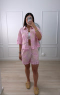 Pink embroidered set